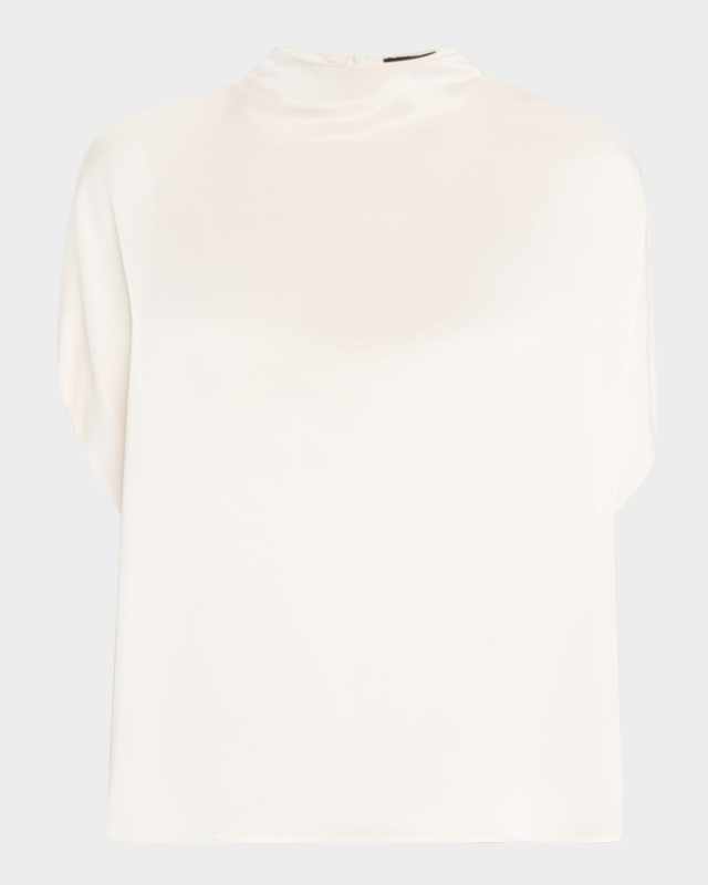 Mock-Neck Satin Cape T-Shirt
